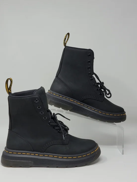 Dr. Martens Crewson Combat Boots Black Nubuck Lace Up Men's Size 4 New - Picture 2 of 10